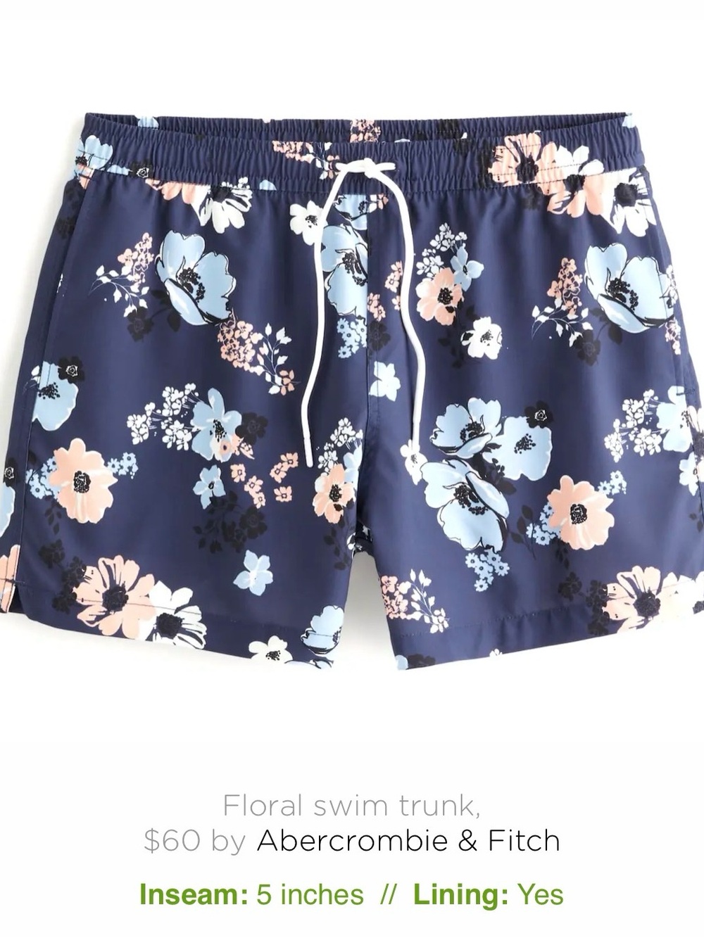 Abercrombie & Fitch Floral Swim Trunks (Medium)